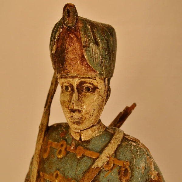 French Soldier Carving in blue