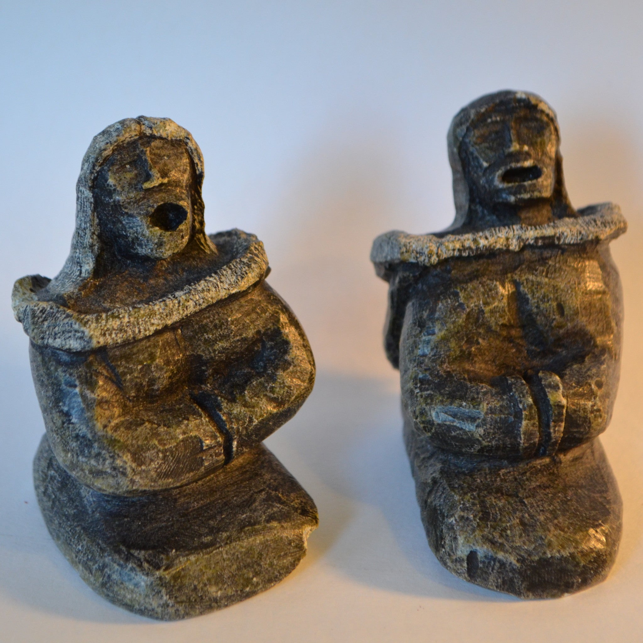 Inuit carvings man and woman singing