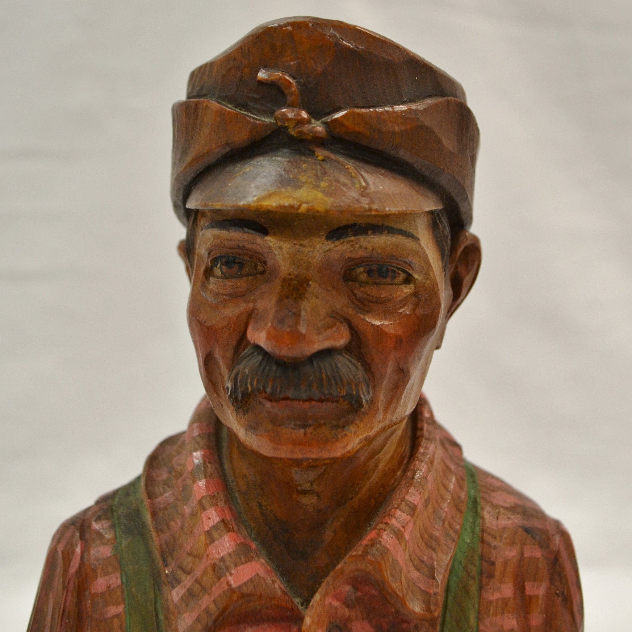 lumberjack bust wood carving by Duquet