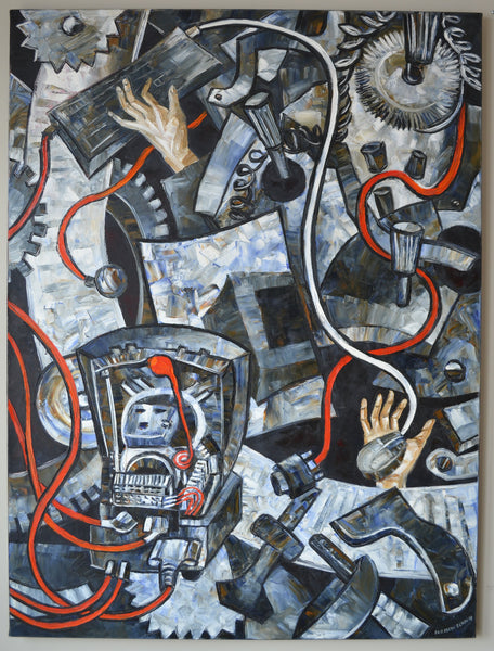 Humanity Drowning in Technology painting by E. Elkin