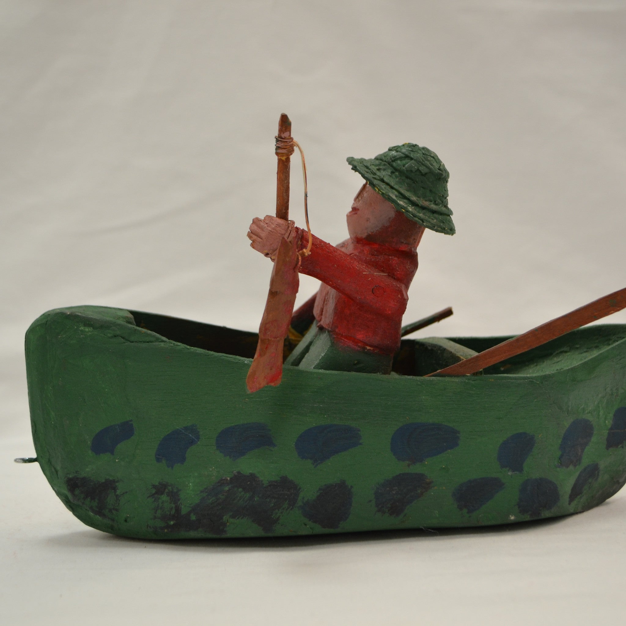 Folk Art Man Fishing in Boat by Emile Bluteau