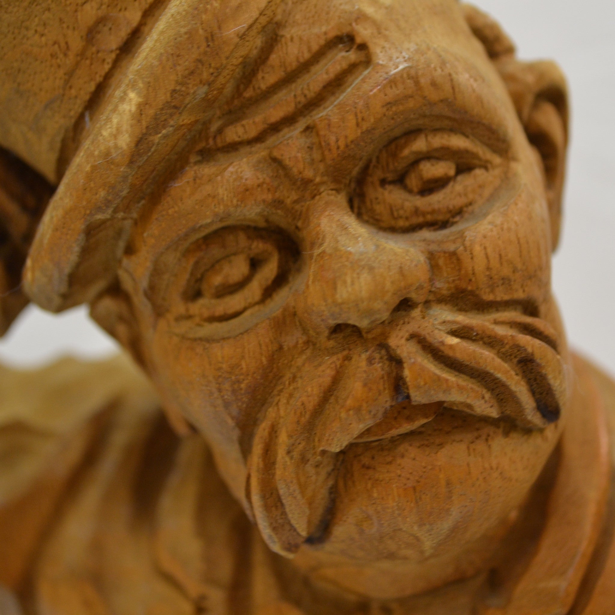 Mayor Tipping Hat Folk Art Carving - face