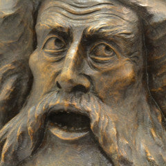 Neptune Burl Carving by Cloutier - face close up