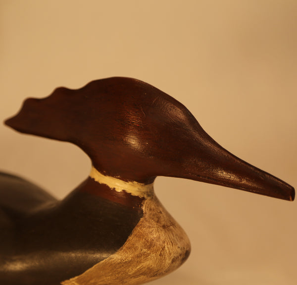 Merganser duck wood carving