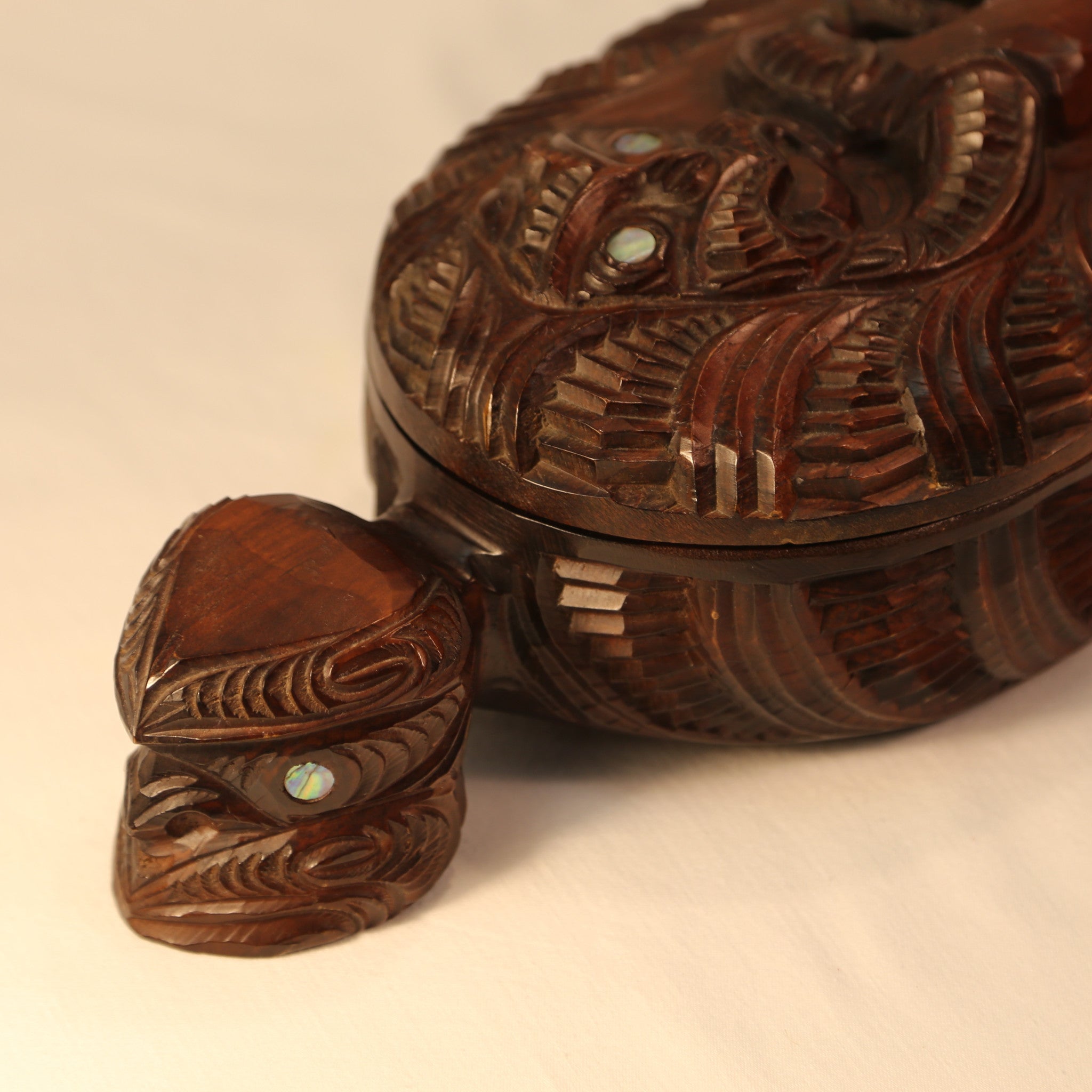 Maori Wood Treasure Box face